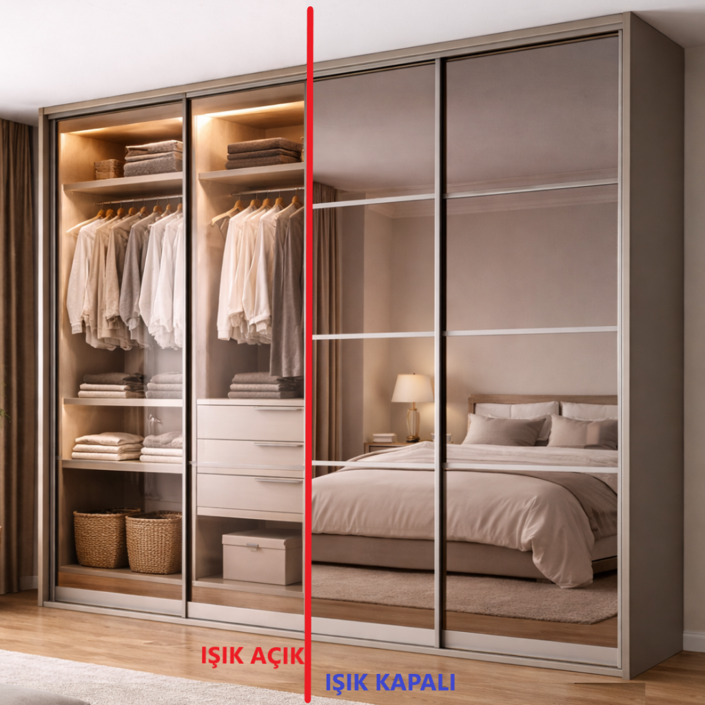 yarı ayna reflekte yazili